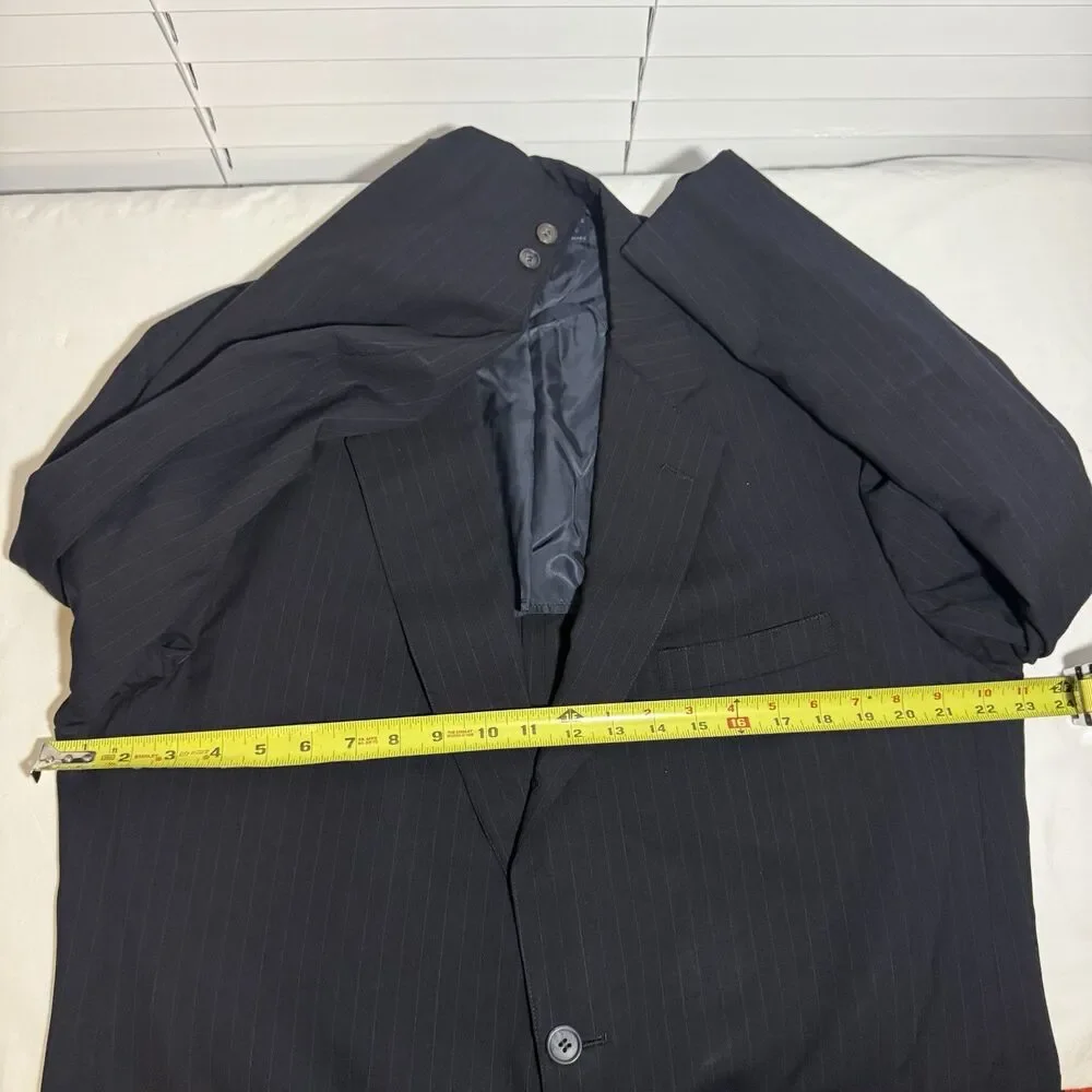 Brooks Brothers Makers Brooksease Men’s 100% Wool Black Pinstripe Blazer 44 Long